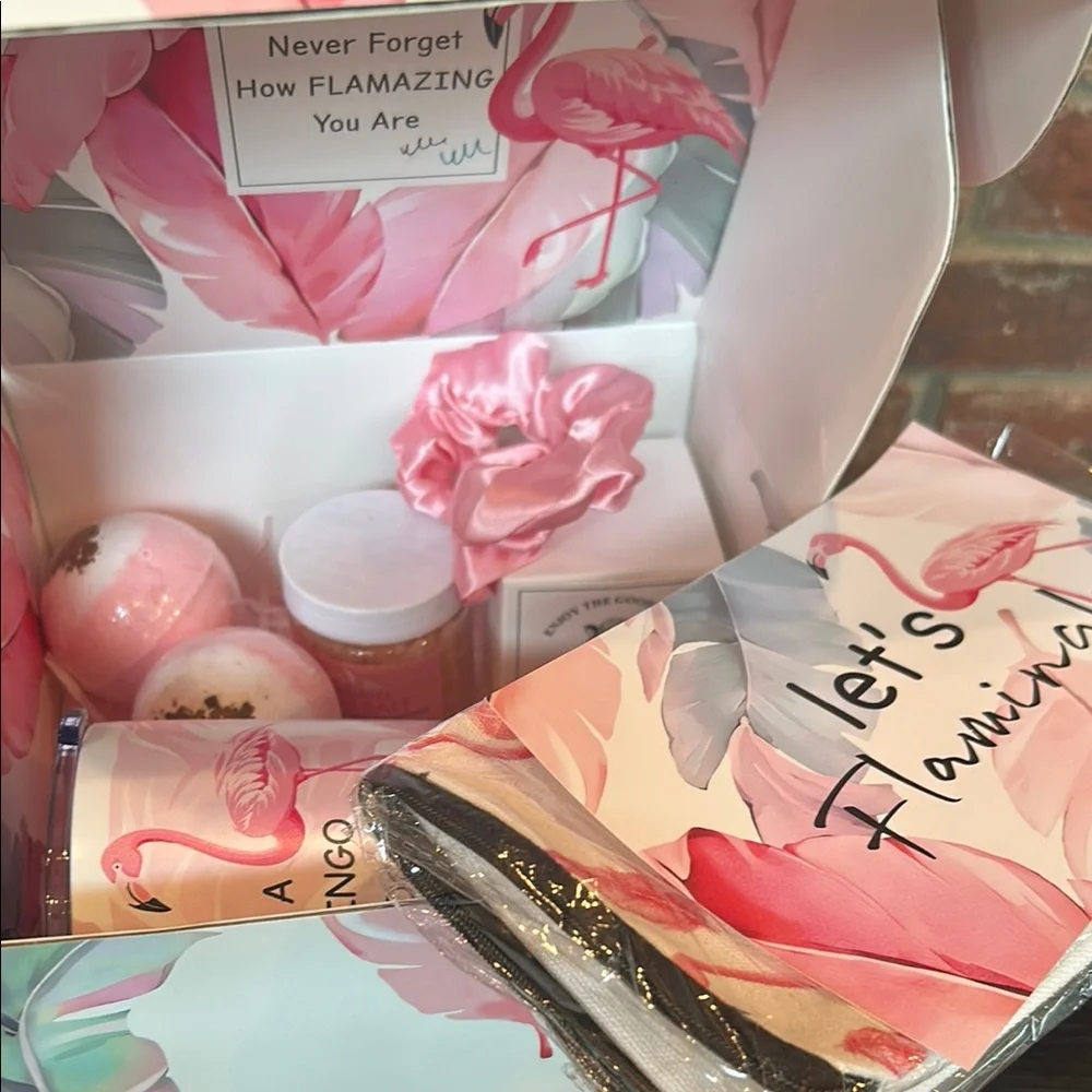 Flamingo Tumbler and Relaxation Set, spa day.